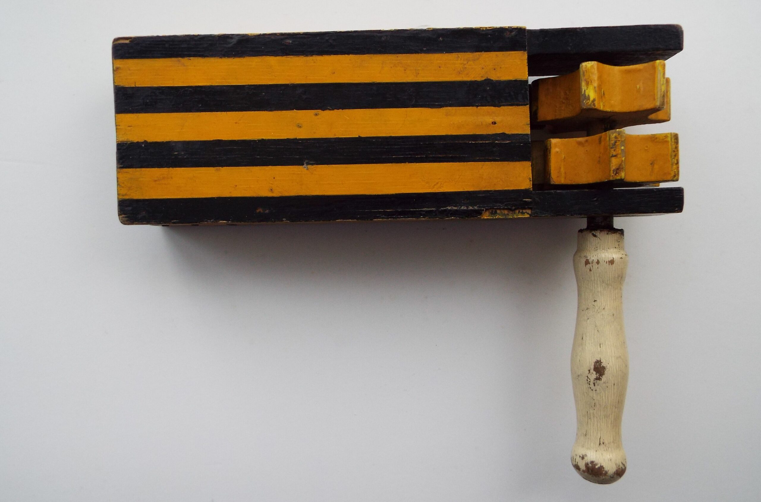 1960s Black and Amber Wooden Rattle - The Senior Tigers Club