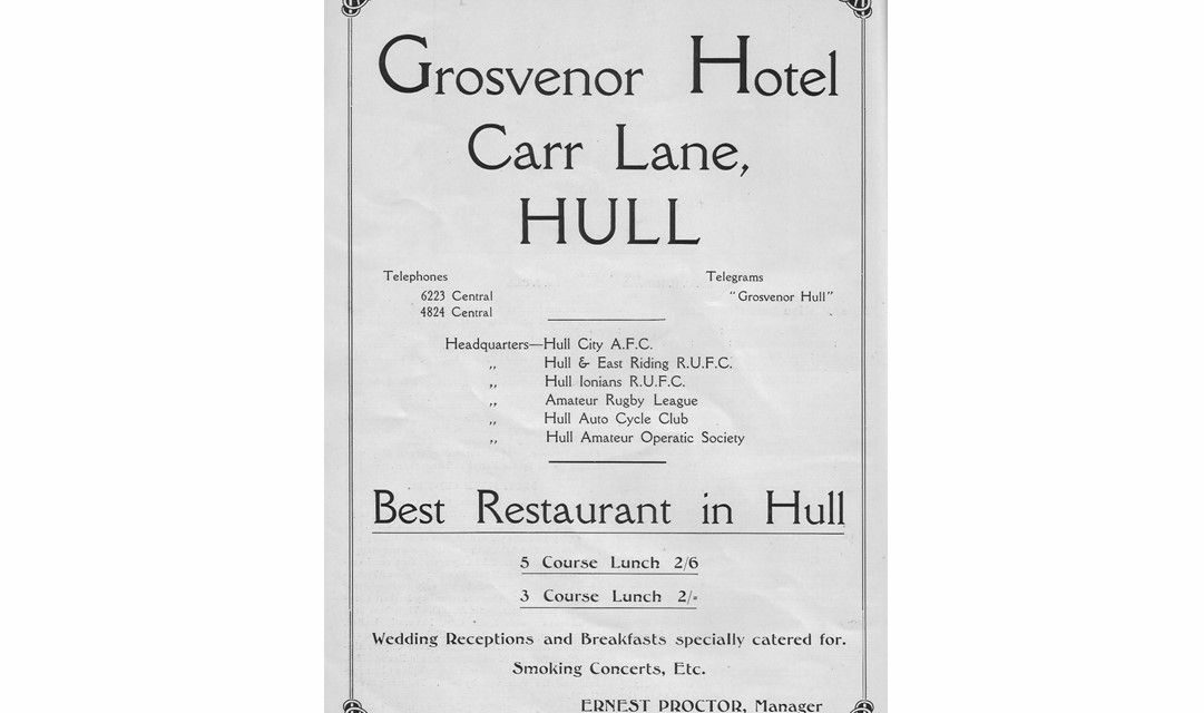 1929 Grosvenor Hotel Advert in Hull City Bazaar